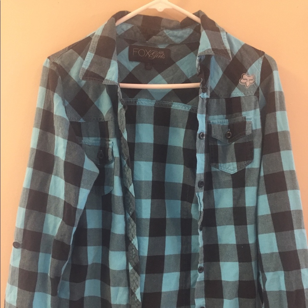 Fox button up plaid shirt